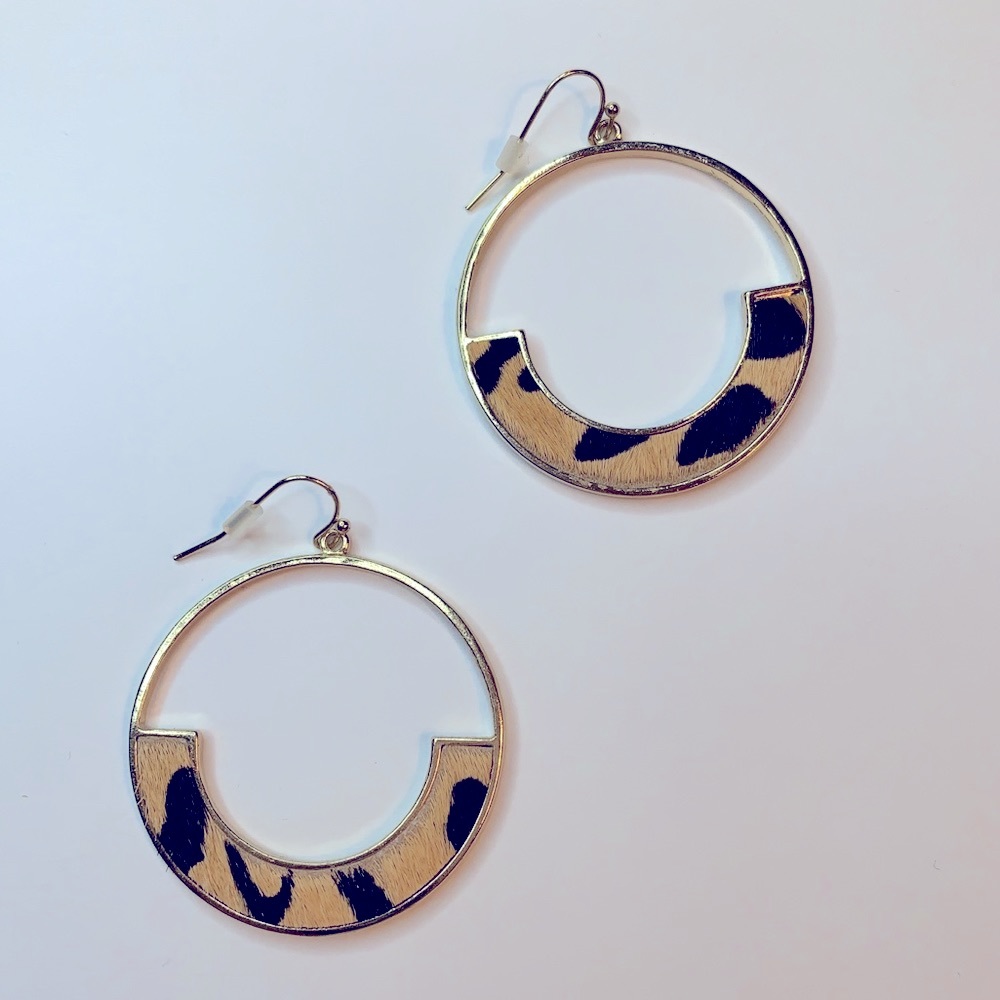 Leopard Print Hoops Earrings